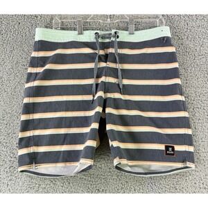 Roark Chiller Ninepin Boardshorts Mens 32 Gray‎ Stripe Surf Beach Outdoors
